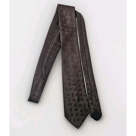 Vintage Sears Neck Tie - All Silk - Made In USA 56" x 3.75" Brown 3D Diamond - Picture 1 of 5